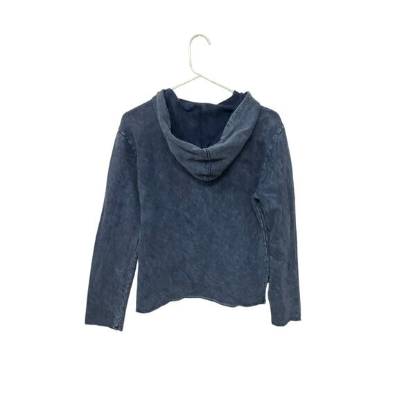 Anthropologie T.La Miley Quarter-Zip Hooded Pullover Sweatshirt Blue Small - Picture 2 of 6